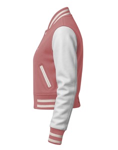 Women's Gray Varsity Jacket Full Sleeve Stand Collar Polyester Cotton Woven Solid Color Regular Length Button Closure - Product Image 6