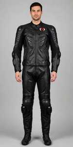 Traje de Motociclismo de Cuero Blanco y Negro para Hombre, Conjunto de Dos Piezas con Armadura - Product Image 6