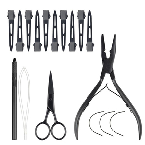 Kit de herramientas para extensiones de cabello con cinta de titanio Rainbow, pinzas profesionales de cierre plano, peine de cola de rata y clips de seccionamiento. - Product Image 4