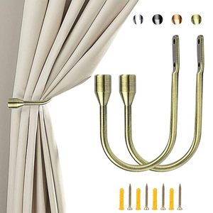 Modern Curved Brass <b>Curtain</b> Tiebacks <b>Gold</b> Metal <b>Holdbacks</b> for Living Room - Product Image 6