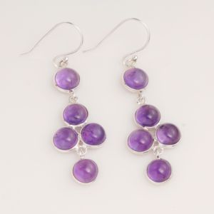 Pendientes Colgantes de Amatista Natural, Plata de Ley 925, Gema Morada Facetada, Pendientes de Gota Hechos a Mano, Joyería Fina, Regalo - Product Image 1