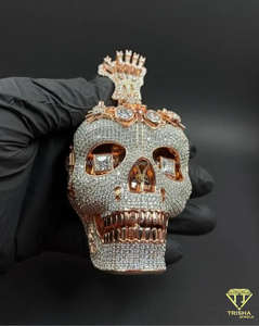 จี้หัวกะโหลกประดับมงกุฎราชวงศ์และเพชรโมอิสซาไนต์ ทำจากเงินสเตอร์ลิง สำหรับผู้ชาย - Product Image 5