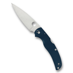 Couteaux de poche pliants utilitaires d'extérieur avec manche ergonomique bleu foncé, lame en acier inoxydable à bord plat, trou pour le pouce et fixation sécurisée - Product Image 3