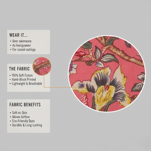 ชุดกิโมโนผ้าฝ้ายพิมพ์ลายดอกไม้ป่า สำหรับผู้หญิง คอวี แขนยาว ความยาวเต็มตัว มีกระเป๋าหน้า 2 ช่อง พร้อมเชือกผูกเอว ชุดนอน - Product Image 6