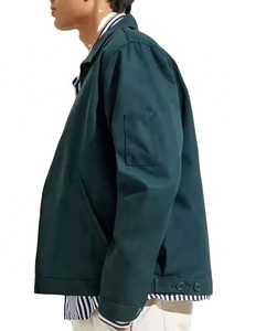 Chaqueta de trabajo de algodón resistente con cremallera frontal metálica y bolsillos de mano con cuello vuelto personalizado para hombre - Product Image 2