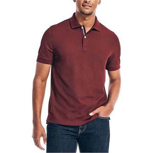เสื้อโปโลแขนสั้นสีเบอร์กันดีสำหรับผู้ชาย สีพื้น ผ้าถักลำลอง ระบายอากาศได้ดี ผ้าฝ้าย ติดกระดุมด้านหน้า ทรงปกติ - Product Image 1