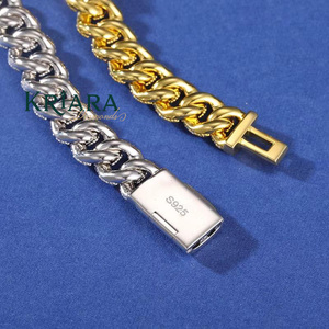 Men's Gold Plated 925 <b>Silver</b> Moissanite Skull <b>Cuff</b> <b>Bracelet</b> Hiphop Style Everyday Wear Cuban Link - Product Image 4