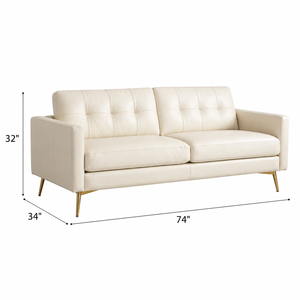 Sofá Moderno de Cuero Genuino de 2 Plazas, Tapizado, para Sala de Estar, Apartamento, Hotel, Muebles para Sala de Estar - Product Image 2