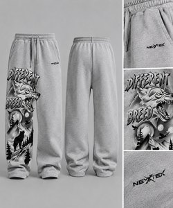 Pantalon de survêtement gris pour homme, motif loup de différentes races, décontracté, avec cordon de serrage, en maille mi-épaisse, respirant, longueur intégrale - Product Image 4