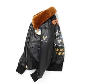 <b>Men's</b> Genuine <b>Leather</b> <b>Jacket</b> Breathable Stand Collar Zipper Closure Autumn Casual Style - Product Image 4