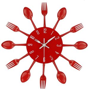 Orologio da Parete 3D Moderno e Creativo per Cucina, Adesivo Murale Rimovibile a Forma di Cucchiaio e Forchetta, Decorazione per Casa e Stanza - Product Image 5