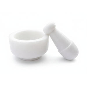 White Marble Mortar Pestle Set Heavy Duty Stone <b>Herb</b> Spice <b>Grinder</b> Garlic Masher Kitchen Tool - Product Image 1
