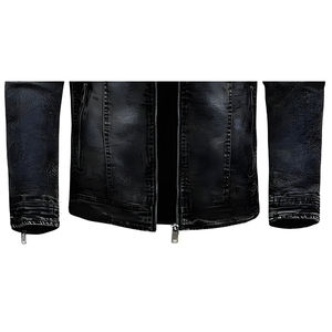 เสื้อแจ็คเก็ตเดนิมถักสำหรับผู้ชาย ราคาดีที่สุด ทรงเข้ารูป สีพื้น เป็นมิตรกับสิ่งแวดล้อม สไตล์วินเทจ เสื้อคลุมลำลองสำหรับผู้ชาย - Product Image 5