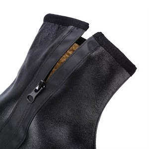 <b>Black</b> Leather Winter <b>Socks</b> Crew Thermal Slip On <b>Socks</b> with Zipper for Men Casual Indoor Use - Product Image 3