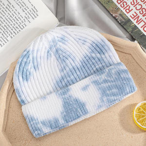 Bonnet unisexe rose jacquard tie-dye en polyester, bonnet d'hiver tricoté mignon pour adultes 50-52 cm - Product Image 5