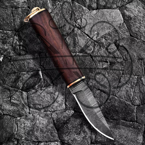 Couteau de travail médiéval Pukkoo, style celtique viking, en bois dur et acier inoxydable, multifonction, avec étui en cuir, style sax. - Product Image 5
