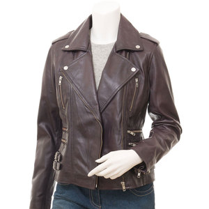Wholesale Women Leather <b>Jacket</b> Genuine Cowhide Motorcycle Biker Outerwear New Design Leather Coat Leather Moto <b>Jacket</b> Zipper <b>Fly</b> - Product Image 4
