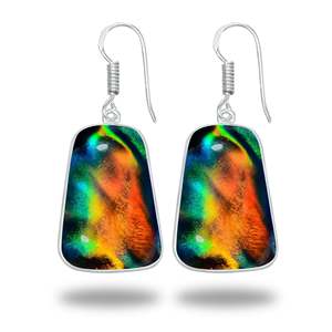 Boucles d'oreilles pendantes en argent plaqué avec opale aurore véritable, faites à la main, design unique, cadeau idéal pour les fêtes et les anniversaires - Product Image 3