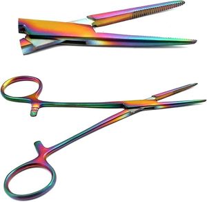 Pinzas Hemostáticas Médicas de Acero Inoxidable Kelly Rectas de 5.5 Pulgadas con Pinzas Quirúrgicas Multicolores Arcoíris - Product Image 1