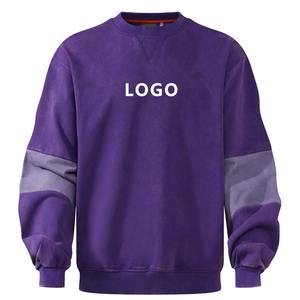 Sudadera Retro de Alta Calidad con Bloques de Color para Hombre - Personalizada, 420GSM, Lavada con Ácido, Cuello Redondo - Product Image 1