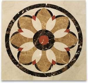 Carreaux de sol décoratifs de luxe, imperméables, en marbre avec incrustations de laiton, design méditerranéen artisanal, pour salon, hôtel, hôpital - Product Image 2