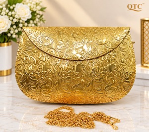 Designer Gold Velvet Lining Floral Pattern Clutch with up to 1L Capacity <b>for</b> <b>Wedding</b> Party High Quality - Product Image 2