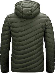 <b>Black</b> Colour Hooded Puffer Jacket For Adults Winter Casual Wear Polyester Compressed Fit Warm <b>Coat</b> - Product Image 5