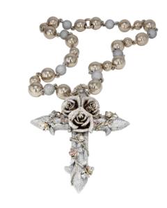Colgante de Cruz con Rosas de Moissanita, Plata 925 con Baño de Rodio, Amuleto Religioso para Ceremonias Hindúes, Joyería Unisex - Product Image 2