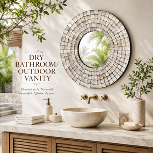 Elegant Wooden Wall Mirror Handcrafted Seashell <b>Mosaic</b> Inlay Traditional Framed Design Eco-Friendly Durable Decorative Mirror - Product Image 6