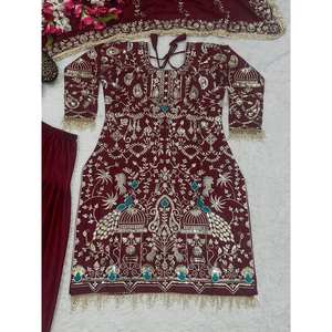 Ensemble de costume de soirée pour femmes, haut, dhoti, salwar, dupatta - Product Image 3