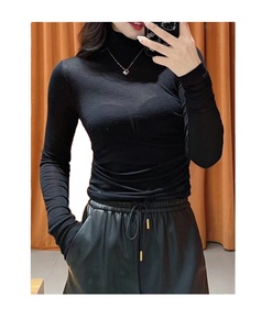 Oem Customized logo Design New Knitted Bottoming Shirt with a High <b>Neck</b> Slim Cut and Long Sleeves for Spring Paired T Shirt - Product Image 1