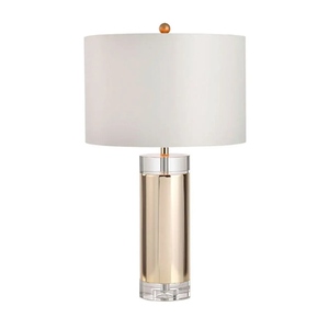 Modern Luxury Crystal Gold <b>Table</b> Lamp Nordic Acrylic <b>LED</b> <b>Bedside</b> Light Fabric Shade for Hotel Bedroom Living Room Decor - Product Image 2