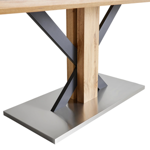Mesa de Comedor Moderna y Exclusiva de Estilo Industrial con Tablero Rectangular de Madera de Acacia Sólida y Patas de Metal y Madera para Cocina o Restaurante - Product Image 6