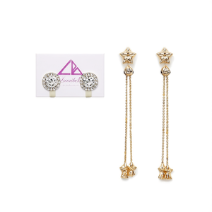 Fashion Drop Earrings Set with Designer Stud & Long Earrings Combo Gold Plated Zinc Alloy Zircon Stones - Product Image 2