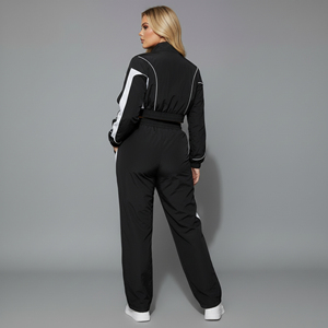 New Arrived 2026 100% nylon Women's tracksuit crop <b>jacket</b> & trouser hip hop 2 tone custom DTF printed logo ladies 2 piece set - Product Image 6