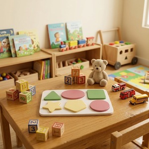 Planche de tri de formes en bois, jouet éducatif pour enfants de 2 à 4 ans, jeu d'apprentissage unisexe avec des pièces géométriques colorées - Product Image 3