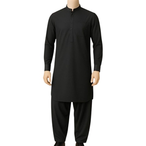 Traje Kurta Salwar de Algodón Negro para Hombre, Ropa Casual Tradicional India y Pakistaní, Largo hasta el Tobillo, Corte Regular, para Todas las Temporadas - Product Image 5