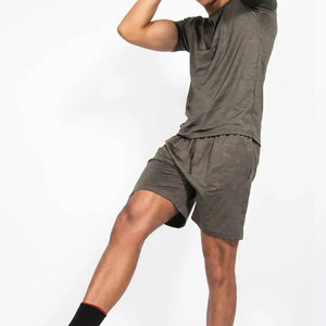 Ensemble de t-shirts à manches courtes pour hommes, bleu marine, col rond, coupe ample, décontracté, respirant, 100% coton jersey tricoté, imprimé à motifs - Product Image 2