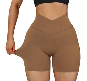 Shorts Deportivos de Yoga para Mujer, Cintura Alta, Transpirables, Ecológicos, de Algodón, con Logotipo Personalizado, Acanalados, Sin Costuras, para Gimnasio y Ciclismo - Product Image 1