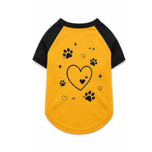 Orange Pet <b>T</b>-<b>Shirt</b> With Paw Heart And Sun Print Unisex Adult <b>Dog</b> Cat Apparel - Product Image 6