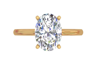 Bague de fiançailles solitaire classique en or jaune 14 carats plaqué or, diamant de laboratoire taille ovale, halo caché, certifiée IGI, pour femme - Product Image 1