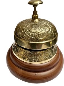 Golden Antique <b>Brass</b> Floral Design Push Table Call <b>Bell</b> Manual Press Desk <b>Bell</b> for Office School Hotel Nautical Gift - Product Image 3