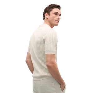Polo de punto de algodón a rayas para hombre, manga corta, textura acanalada premium, corte ajustado, informal, elegante, para verano, transpirable, al por mayor - Product Image 6