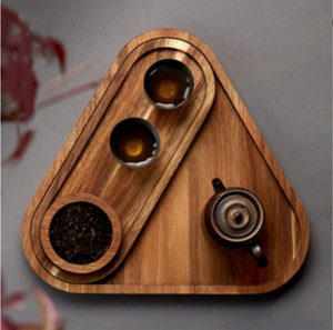 Bandeja Triangular Creativa de Madera para Té y Frutas Chinas, Bandeja de Madera de Acacia para Postres y Pan, Bandeja de Madera Maciza - Product Image 6