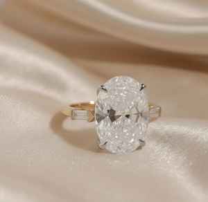 Anillo de Compromiso con Diamante Cultivado en Laboratorio de Corte Ovalado, Anillo de Novia Moderno Unisex, Plata de Ley 925 con Baño de Rodio, Anillo de Boda de Moda - Product Image 3