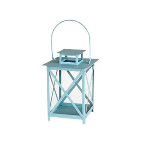 Light Blue Steel <b>Lantern</b> With Geometric Cutouts Portable Home Decoration Handmade Candle <b>Lanterns</b> On Sale - Product Image 2
