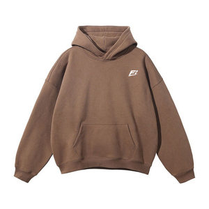 Sudadera con capucha unisex extragrande personalizada al por mayor, de algodón grueso con forro polar, hombros caídos, bolsillo frontal y logo. - Product Image 5