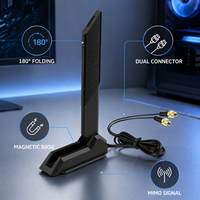 Antenne externe WiFi 7 tri-bande 2,4 GHz 5 GHz 6 GHz, double connecteur, base magnétique, pliable à 180 degrés pour routeur, carte PCIe