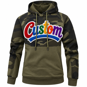Custom Logo Camouflage <b>Hoodies</b> <b>Men</b> Color Block Pullover With Printed All Over <b>Camo</b> USA Polyester Hooded Top Street Pocket Sets - Product Image 4