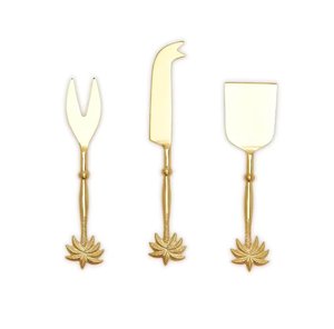 Precios de Oferta: Set de Queso Metálico para Cocina, Cuchillo para Frutas y Cortador de Mantequilla con Mango de Latón con Diseño de Ramas - Product Image 5